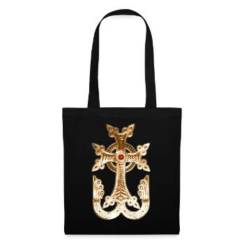 Arménien Croix / Arménien Croix d'Or métallique - Sac en tissu - noir - Devant