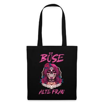Böse Alte Frau - Stoffbeutel - Schwarz - Vorne