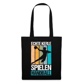 Echte Kerle spielen Handball - Stoffbeutel - Schwarz - Vorne