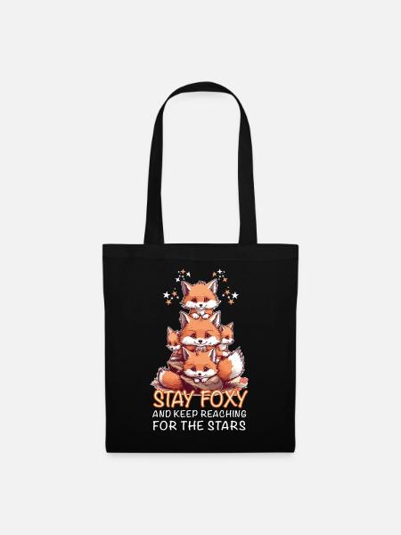 Niedliche Füchse Stay Foxy - Stoffbeutel - Schwarz