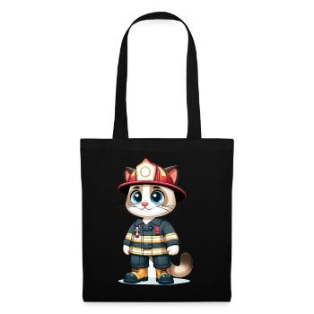 Cute Cat Firefighter - Tote Bag - black - Front