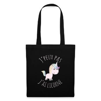 J'peux pas j'ai licorne - Sac en tissu - noir - Devant
