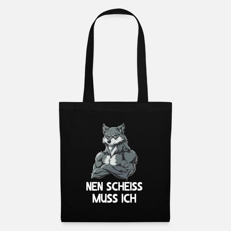 Wolf Wölfe Wildnis Heulen Nen scheiss muss ich - Stoffbeutel - Schwarz