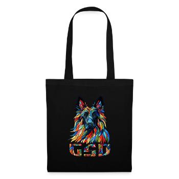 German Shepherd - Colorful Mosaic Art - Tote Bag - black - Front