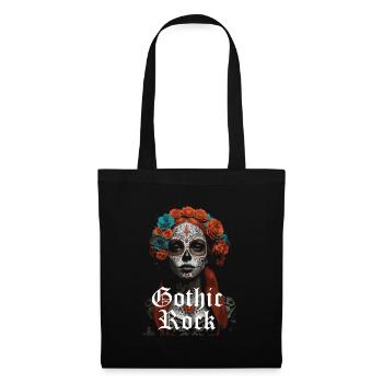 Gothic rock music with woman skull design - Tote Bag - black - Front