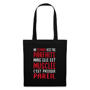 My wife not perfect but she is muscular - Tote Bag - black - Front