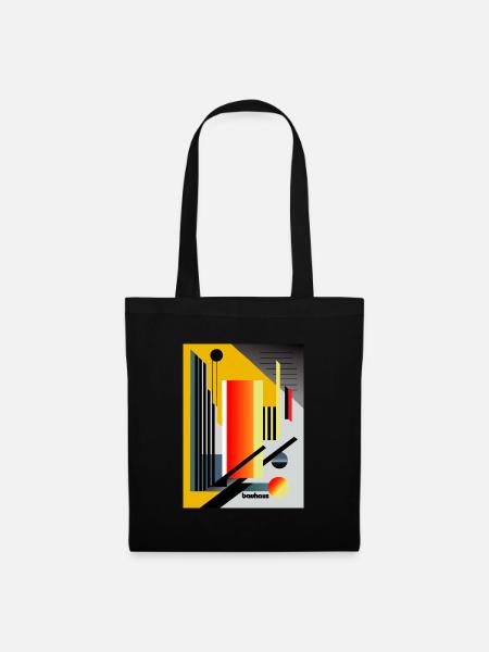 Gelbe und rote Illustration inspiriert vom Bauhaus - Stoffbeutel - Schwarz