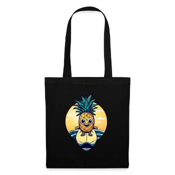 Ananas kawaii au coucher du soleil - Sac en tissu - noir - Devant