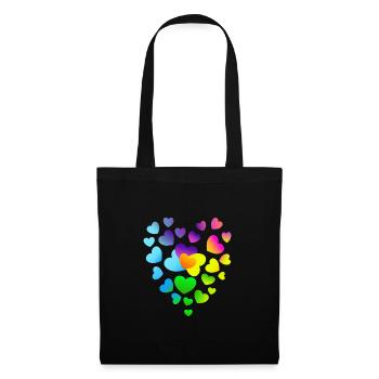 Cœur Cœurs Cœurs Colorés Coeurs - Sac en tissu - noir - Devant