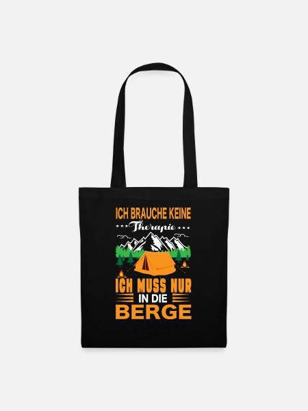 Keine Therapie Berge Geschenk - Stoffbeutel - Schwarz