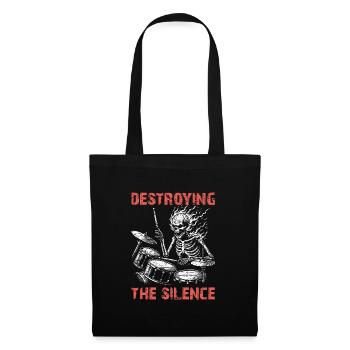 Squelette de crâne de batteur sur la batterie - Sac en tissu - noir - Devant