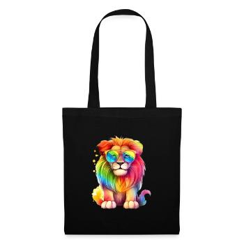 Cool colorful lion with sunglasses - Tote Bag - black - Front