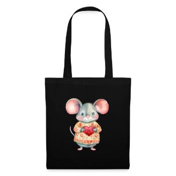 Souris mignonne et mignonne avec amour de cœur - Sac en tissu - noir - Devant