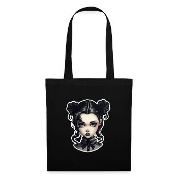 Goth Girl Gothic Süß Vampir Mystisch - Stoffbeutel - Schwarz - Vorne