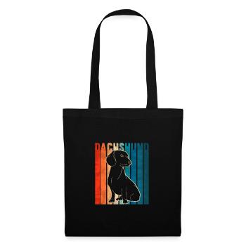 Dackel Retro Teckel Dachshund Hund Geschenkidee - Stoffbeutel - Schwarz - Vorne