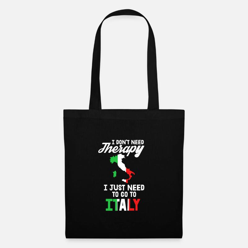 Italien Therapie Italienisch Spruch Geschenk - Stoffbeutel - Schwarz