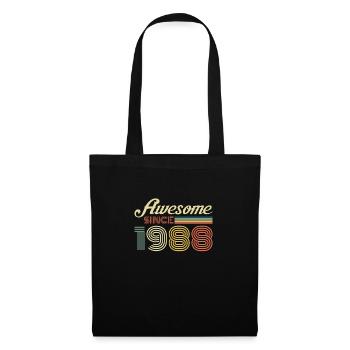 Vintage 1988 Geburtstag Retro Jahrgang Geschenk - Stoffbeutel - Schwarz - Vorne
