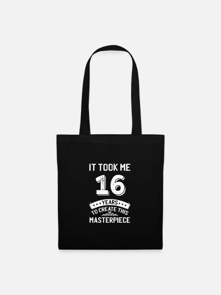 16. Geburtstag Jahre Spruch Teenager Geschenk - Stoffbeutel - Schwarz