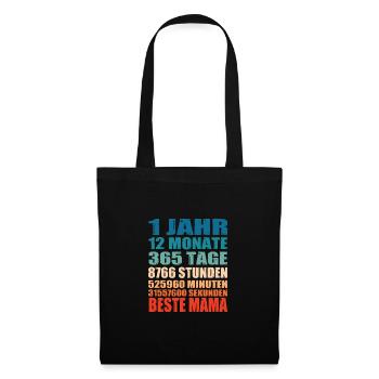 1 Jahre Beste Mama Spruch Muttertag Geschenk - Stoffbeutel - Schwarz - Vorne