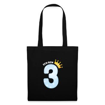 3 anniversaire année couronne Ballon Cadeau garçon - Sac en tissu - noir - Devant