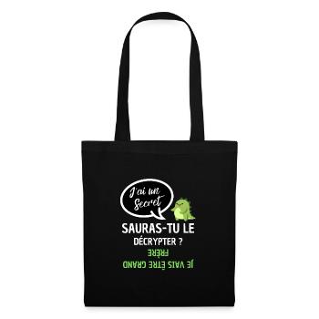j'ai un secret : je vais être grand frère ! - Sac en tissu - noir - Devant