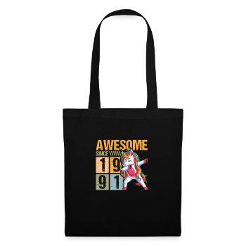 Birthday 1991 91 Unicorn Dab Vintage Gift - Tote Bag - black - Front