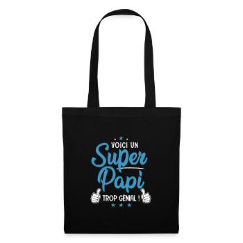 Super Papi Papy trop génial cadeau grand père - Sac en tissu - noir - Devant