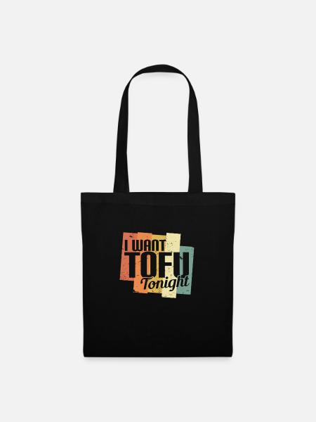 I Want Tofu Tonight Retro Funny Vegan Vegetarian - Stoffbeutel - Schwarz
