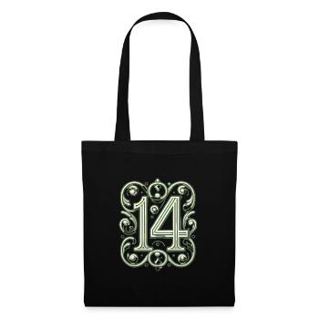 Elegantes, verziertes Design der Zahl 14 - Stoffbeutel - Schwarz - Vorne
