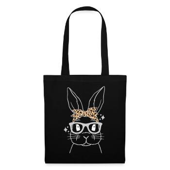 Lapin mignon Lapin Léopard Lapin - Sac en tissu - noir - Devant