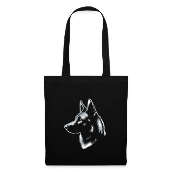 Malinois, tête de chien, dessin argentique - Sac en tissu - noir - Devant