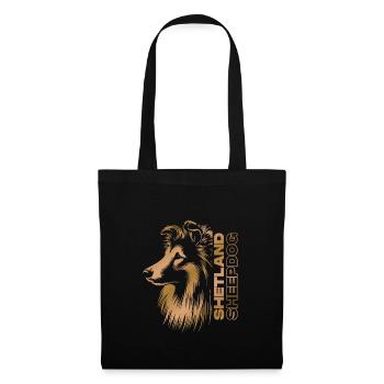 Sheltie | Shetland Berger Chien Tête Or - Sac en tissu - noir - Devant