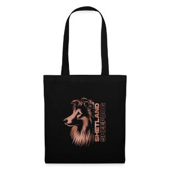Sheltie | Shetland Berger Tête de Chien Rose Or - Sac en tissu - noir - Devant