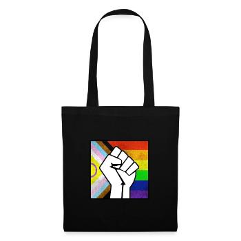 Stolz auf den Fortschritt Pride Faust Aufkleber - Stoffbeutel - Schwarz - Vorne
