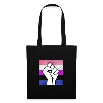 Autocollant Genderfluid Pride Fist - Sac en tissu - noir - Devant