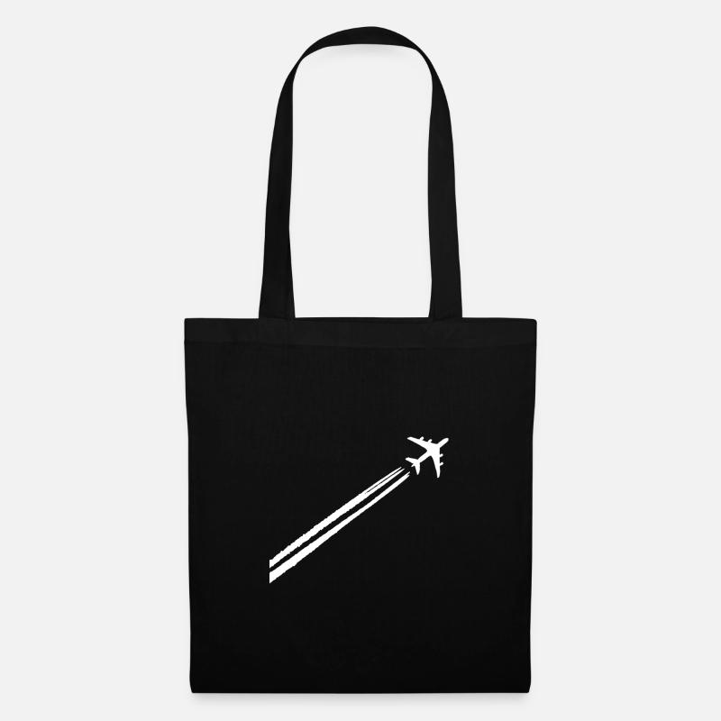Flugzeug Kondensstreifen Pilot Aviation Geschenk - Stoffbeutel - Schwarz
