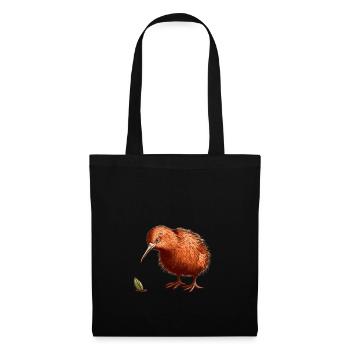 Kiwi Oiseau avec brin d’herbe - Sac en tissu - noir - Devant