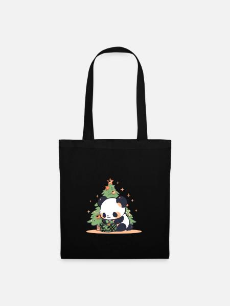 Panda Bear Christmas tree - Stoffbeutel - Schwarz
