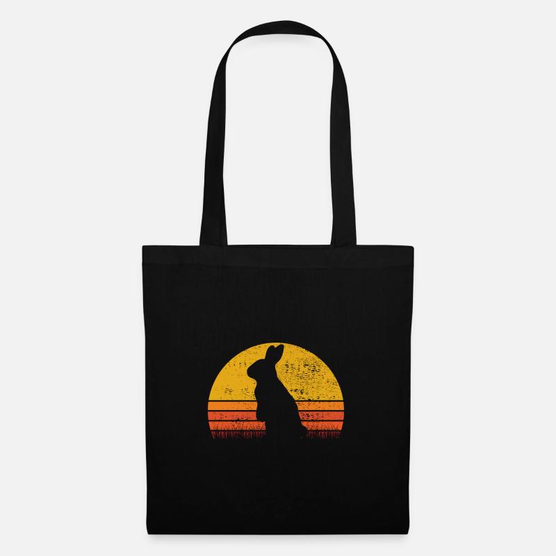 Hase Osterhase Hasen Häschen Sunset Retro Geschenk - Stoffbeutel - Schwarz