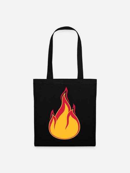 feuer flamme heiss brennen verbrennen warm clipart - Stoffbeutel - Schwarz