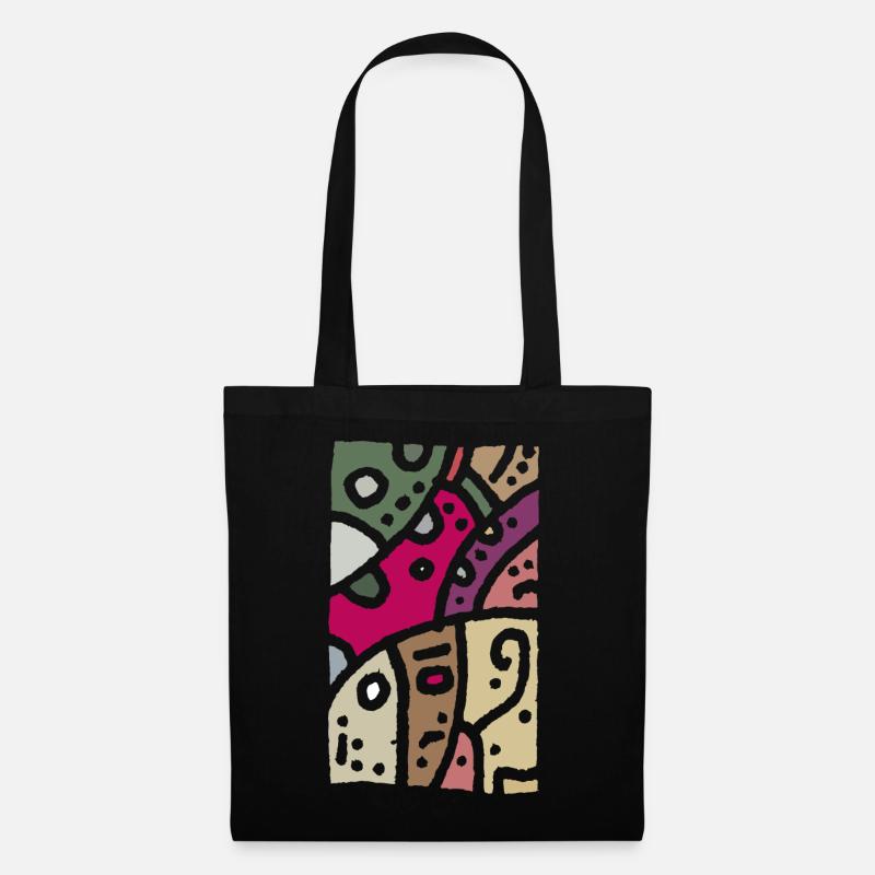 Muster Kunst - Ethno Farbe - Stoffbeutel - Schwarz
