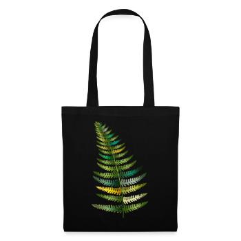 fougère délicatement scinimante dans différentes nuances de vert - Sac en tissu - noir - Devant