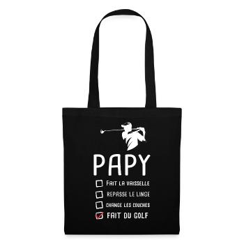Papy golfeur papi golf grand père cadeau drôle - Sac en tissu - noir - Devant
