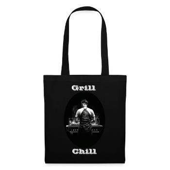 Grill Chill weiß - Stoffbeutel - Schwarz - Vorne