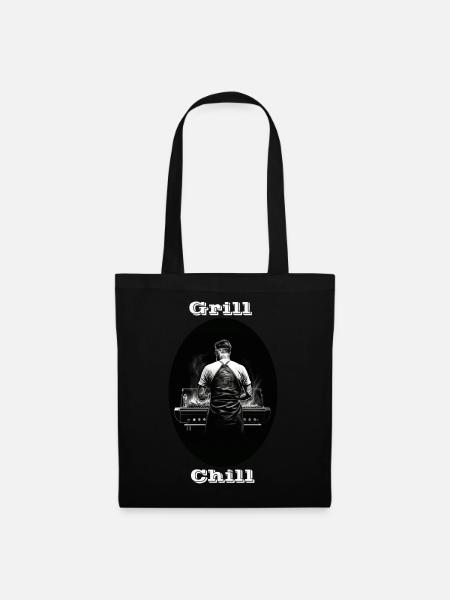 Grill Chill weiß - Stoffbeutel - Schwarz