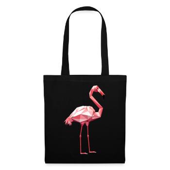 Flamingo im Geometrischen Stil - Stoffbeutel - Schwarz - Vorne