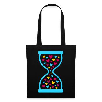 Colorful Hearts Hourglass - Love and Time Flow - Tote Bag - black - Front