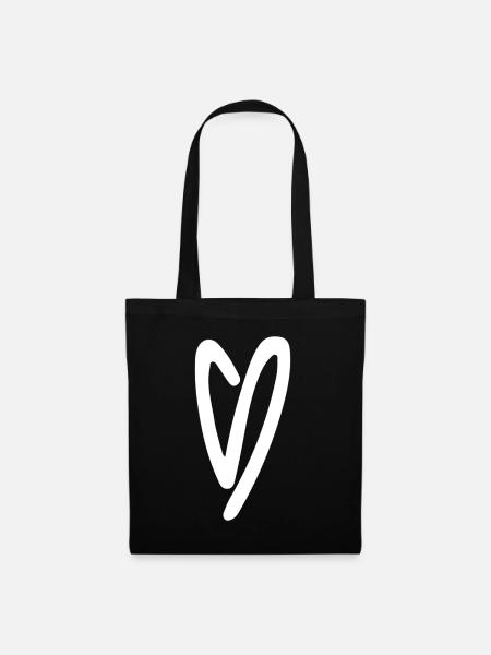 Heart Sketch Minimal Style - Tote Bag - black