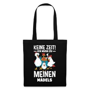 Pas le temps! Je dois aller vers mes filles – des poulets - Sac en tissu - noir - Devant