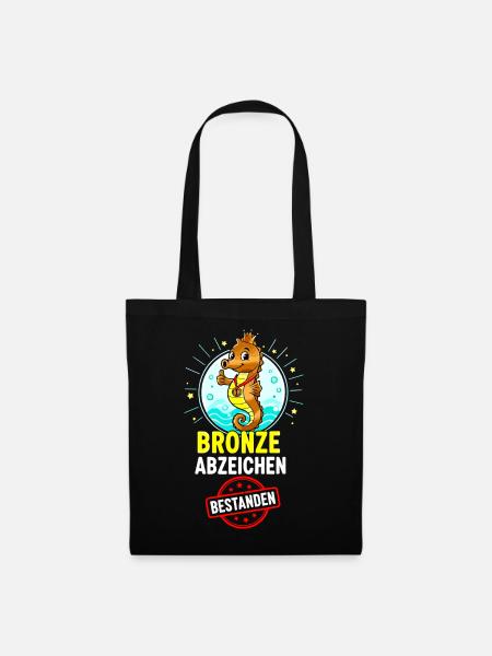Bronze Seepferdchen Abzeichen  - Stoffbeutel - Schwarz